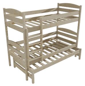 Vomaks Patrová postel s výsuvnou přistýlkou PPV 009 Rozměr: 80 x 180 cm, Prostor mezi lůžky: 80 cm, Barva: surové dřevo