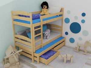 Vomaks Patrová postel s výsuvnou přistýlkou PPV 009 Rozměr: 80 x 180 cm, Barva: moření ořech, Prostor mezi lůžky: 80 cm