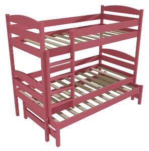 Vomaks Patrová postel s výsuvnou přistýlkou PPV 009 Rozměr: 90 x 180 cm, Prostor mezi lůžky: 80 cm, Barva: barva růžová