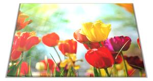 Skleněné prkénko barevné tulipány - 30x20cm