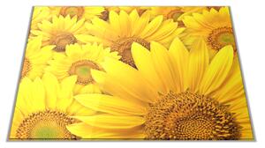 Skleněné prkénko žluté květy slunečnice - 30x20cm