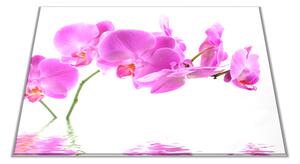 Skleněné prkénko květy růžová orchidej - 30x20cm