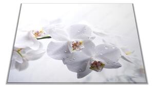 Skleněné prkénko květy bílá orchidej - 30x20cm