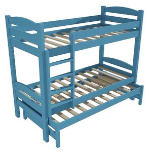 Vomaks Patrová postel s výsuvnou přistýlkou PPV 010 Rozměr: 80 x 180 cm, Prostor mezi lůžky: 80 cm, Barva: barva modrá