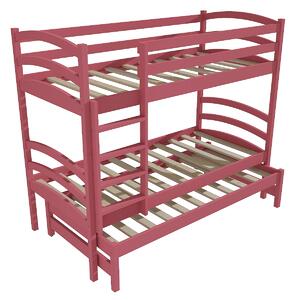 Vomaks Patrová postel s výsuvnou přistýlkou PPV 011 Rozměr: 80 x 180 cm, Prostor mezi lůžky: 80 cm, Barva: barva růžová