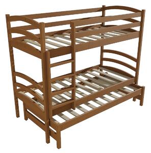 Vomaks Patrová postel s výsuvnou přistýlkou PPV 011 Rozměr: 90 x 180 cm, Prostor mezi lůžky: 80 cm, Barva: moření dub