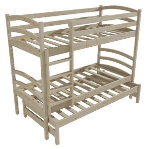 Vomaks Patrová postel s výsuvnou přistýlkou PPV 011 Rozměr: 80 x 180 cm, Prostor mezi lůžky: 80 cm, Barva: surové dřevo