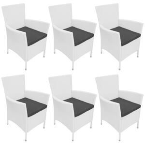 Zahradní židle 6 ks s poduškami polyratan krémově bílé