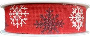Vánoční bavlněná stuha SNOW ELEGANCE RED 25mm x 20m (7,-Kč/m)