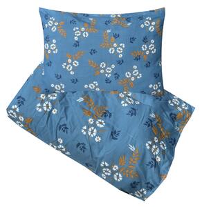 Souprava přikrývka a polštář (přikrývka 140x200, polštář 70x90 cm) - Modrá, květiny
