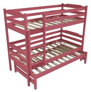 Vomaks Patrová postel s výsuvnou přistýlkou PPV 012 Rozměr: 90 x 200 cm, Prostor mezi lůžky: 80 cm, Barva: barva růžová