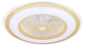 LED Stmívatelné stropní svítidlo s ventilátorem ZEPHYR LED/48W/230V zlatá + DO
