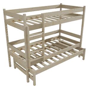 Vomaks Patrová postel s výsuvnou přistýlkou PPV 013 Rozměr: 80 x 180 cm, Prostor mezi lůžky: 80 cm, Barva: surové dřevo