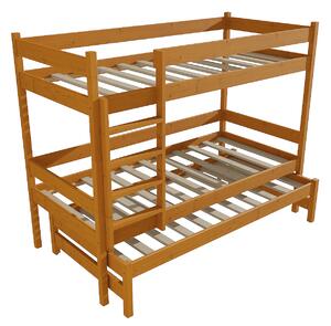 Vomaks Patrová postel s výsuvnou přistýlkou PPV 013 Rozměr: 90 x 180 cm, Barva: moření dub, Prostor mezi lůžky: 80 cm