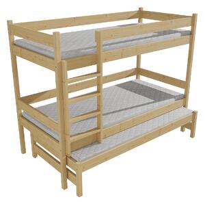 Vomaks Patrová postel s výsuvnou přistýlkou PPV 013 Rozměr: 80 x 180 cm, Barva: moření ořech, Prostor mezi lůžky: 80 cm