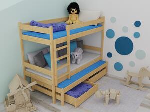 Vomaks Patrová postel s výsuvnou přistýlkou PPV 013 Rozměr: 80 x 180 cm, Barva: moření ořech, Prostor mezi lůžky: 80 cm