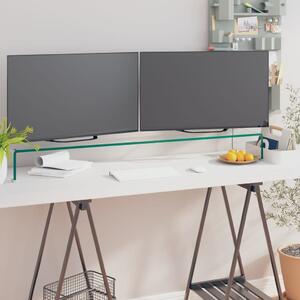 TV stolek / podstavec na monitor čiré sklo 110x30x13 cm