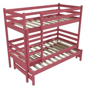 Vomaks Patrová postel s výsuvnou přistýlkou PPV 015 Rozměr: 80 x 190 cm, Prostor mezi lůžky: 80 cm, Barva: barva růžová