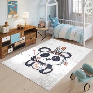 Makro Abra Dětský kusový koberec vhodný k praní BAMBINO 1129 Panda protiskluzový krémový Rozměr: 120x170 cm