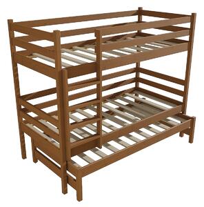 Vomaks Patrová postel s výsuvnou přistýlkou PPV 015 Rozměr: 90 x 200 cm, Prostor mezi lůžky: 80 cm, Barva: moření dub