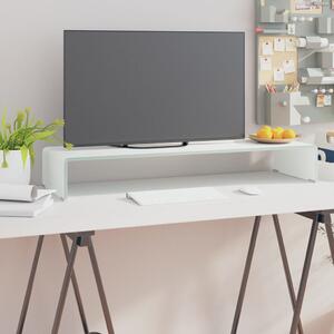 TV stolek / podstavec na monitor sklo bílá 90x30x13 cm