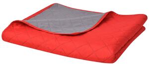 Oboustranný prošívaný přehoz na postel červeno-šedý 220x240 cm