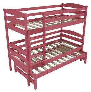 Vomaks Patrová postel s výsuvnou přistýlkou PPV 016 Rozměr: 80 x 180 cm, Barva: surové dřevo, Prostor mezi lůžky: 80 cm