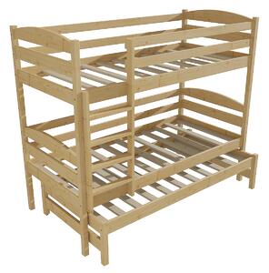 Vomaks Patrová postel s výsuvnou přistýlkou PPV 016 Rozměr: 80 x 180 cm, Barva: surové dřevo, Prostor mezi lůžky: 80 cm
