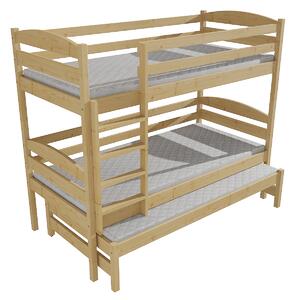 Vomaks Patrová postel s výsuvnou přistýlkou PPV 016 Rozměr: 80 x 180 cm, Barva: moření dub, Prostor mezi lůžky: 80 cm