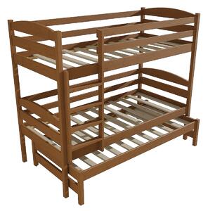 Vomaks Patrová postel s výsuvnou přistýlkou PPV 016 Rozměr: 90 x 190 cm, Prostor mezi lůžky: 80 cm, Barva: moření dub