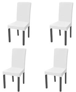 Hladké strečové potahy na židle 4 ks bílé
