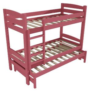 Vomaks Patrová postel s výsuvnou přistýlkou PPV 017 Rozměr: 80 x 180 cm, Prostor mezi lůžky: 80 cm, Barva: barva růžová