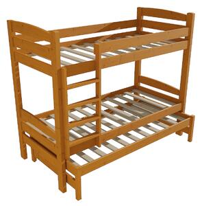 Vomaks Patrová postel s výsuvnou přistýlkou PPV 017 Rozměr: 80 x 180 cm, Barva: surové dřevo, Prostor mezi lůžky: 80 cm