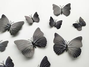 3D dekorace motýlci černí se vzorkem 12 ks 12 kusů 6 cm až 12 cm