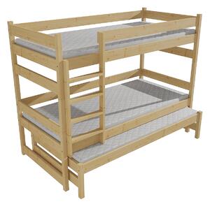 Vomaks Patrová postel s výsuvnou přistýlkou PPV 018 Rozměr: 90 x 200 cm, Prostor mezi lůžky: 80 cm, Barva: surové dřevo