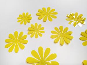 3D květy na zeď žluté 12 ks průměr 7,6 cm až 11 cm