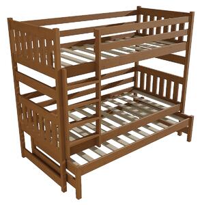 Vomaks Patrová postel s výsuvnou přistýlkou PPV 019 Rozměr: 80 x 180 cm, Prostor mezi lůžky: 80 cm, Barva: moření dub