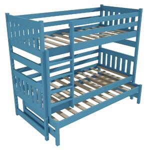Vomaks Patrová postel s výsuvnou přistýlkou PPV 019 Rozměr: 80 x 180 cm, Prostor mezi lůžky: 80 cm, Barva: barva modrá