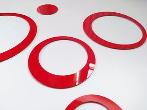3D dekorace na zeď kruhy červené 5ks 5 až 15 cm