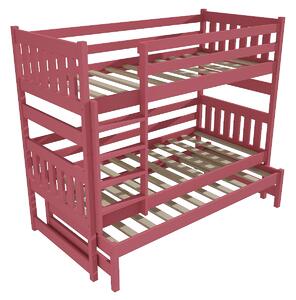 Vomaks Patrová postel s výsuvnou přistýlkou PPV 019 Rozměr: 90 x 180 cm, Prostor mezi lůžky: 80 cm, Barva: barva růžová