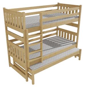 Vomaks Patrová postel s výsuvnou přistýlkou PPV 019 Rozměr: 80 x 180 cm, Barva: surové dřevo, Prostor mezi lůžky: 80 cm