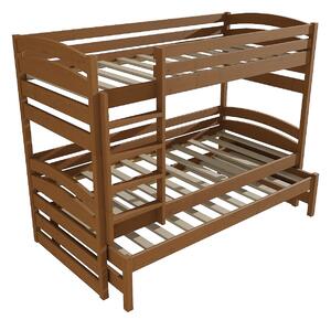 Vomaks Patrová postel s výsuvnou přistýlkou PPV 020 Rozměr: 80 x 180 cm, Barva: moření ořech, Prostor mezi lůžky: 80 cm
