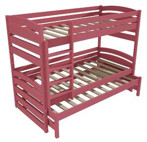 Vomaks Patrová postel s výsuvnou přistýlkou PPV 020 Rozměr: 90 x 190 cm, Prostor mezi lůžky: 80 cm, Barva: barva růžová