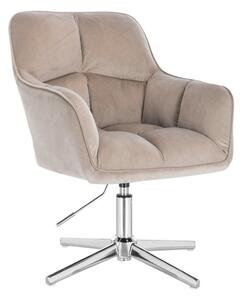 LuxuryForm DESIGN Křeslo AMALFI VELUR na stříbrném kříži - latte