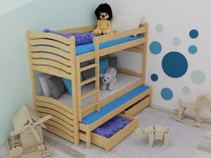 Vomaks Patrová postel s výsuvnou přistýlkou PPV 021 Rozměr: 90 x 190 cm, Barva: moření dub, Prostor mezi lůžky: 80 cm
