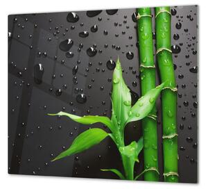 Ochranná deska bambus kapky vody na černém - 52x60cm / Bez lepení na zeď