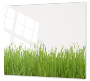 Ochranná deska jarní tráva bílé pozadí - 50x70cm / S lepením na zeď