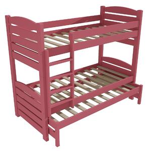 Vomaks Patrová postel s výsuvnou přistýlkou PPV 022 Rozměr: 80 x 180 cm, Barva: surové dřevo, Prostor mezi lůžky: 80 cm
