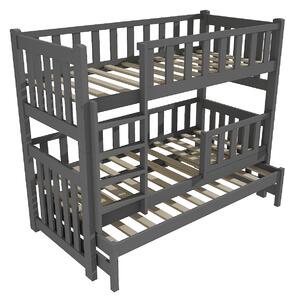 Vomaks Patrová postel s výsuvnou přistýlkou PPV 023 se zábranou Rozměr: 80 x 180 cm, Prostor mezi lůžky: 80 cm, Barva: surové dřevo
