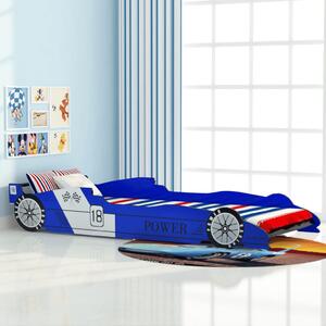 Dětská postel ve tvaru závodního auta 90x200 cm modrá